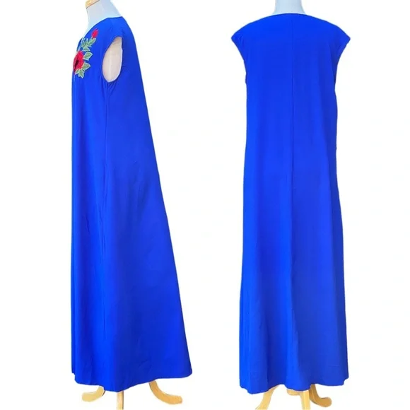 Bohemian floral embroidered maxi tank dress - tie belt|XXL - Picture 4 of 7